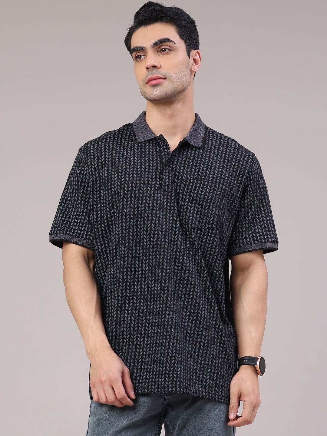 V-Mart Men Printed Polo Collar T-shirt - view 1