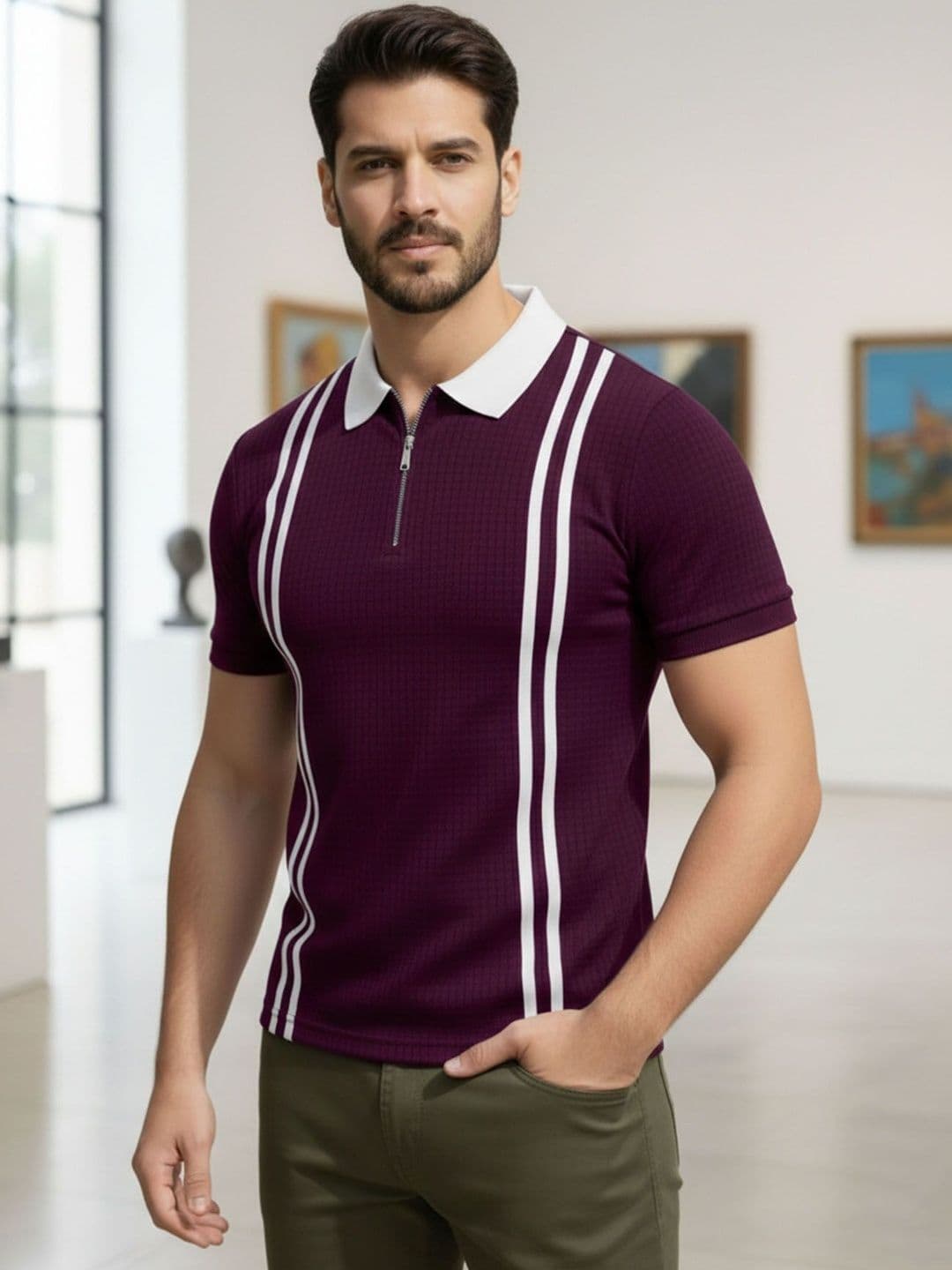 AUSK Men Colourblocked Polo Collar T-shirt - view 1