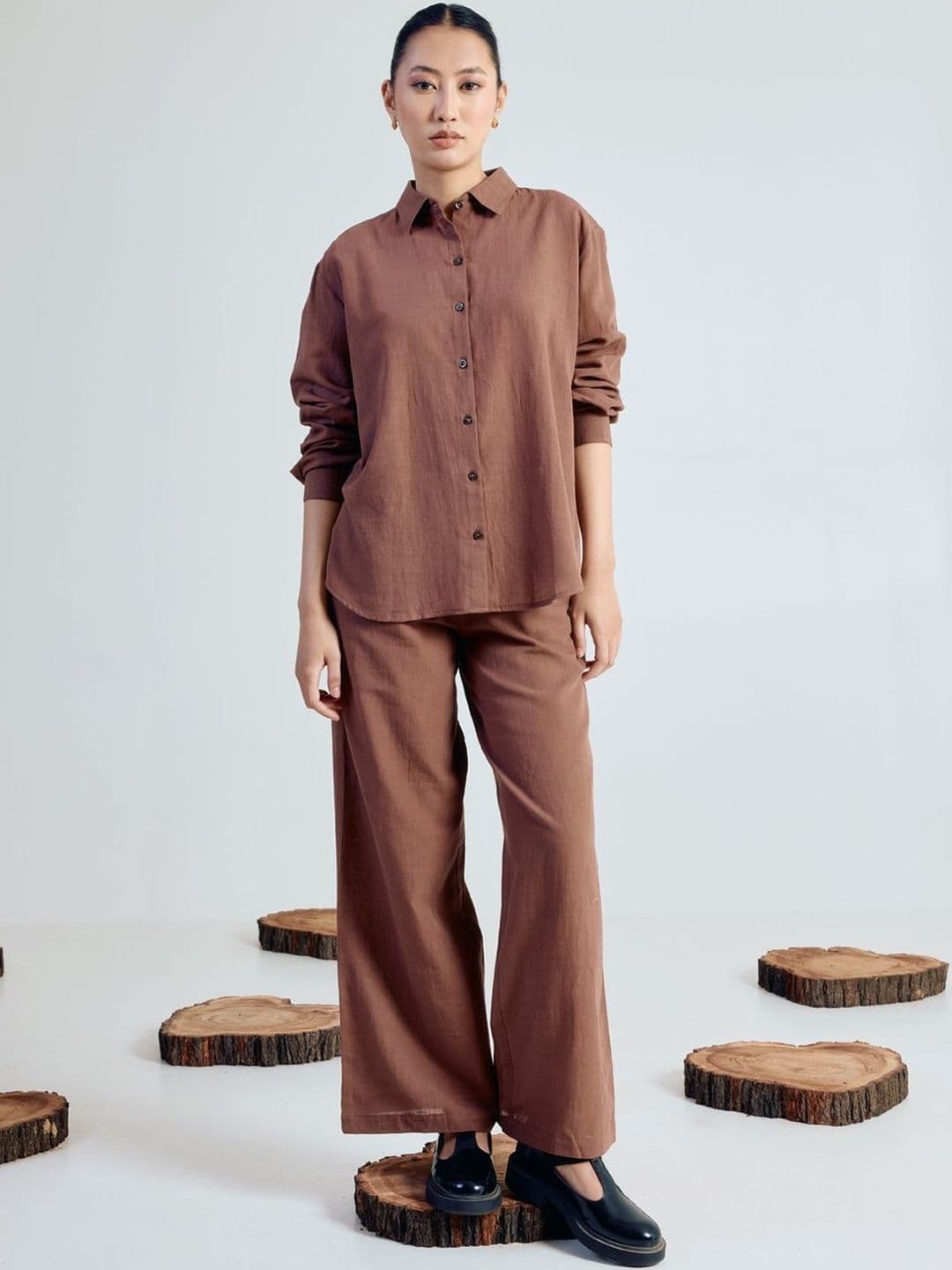 FIORRA Linen Solid Shirt with Trousers - view 1
