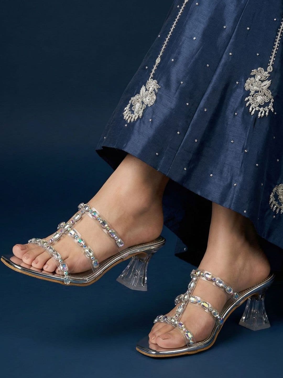 JodyHub Embellished Party Block Mules - view 1