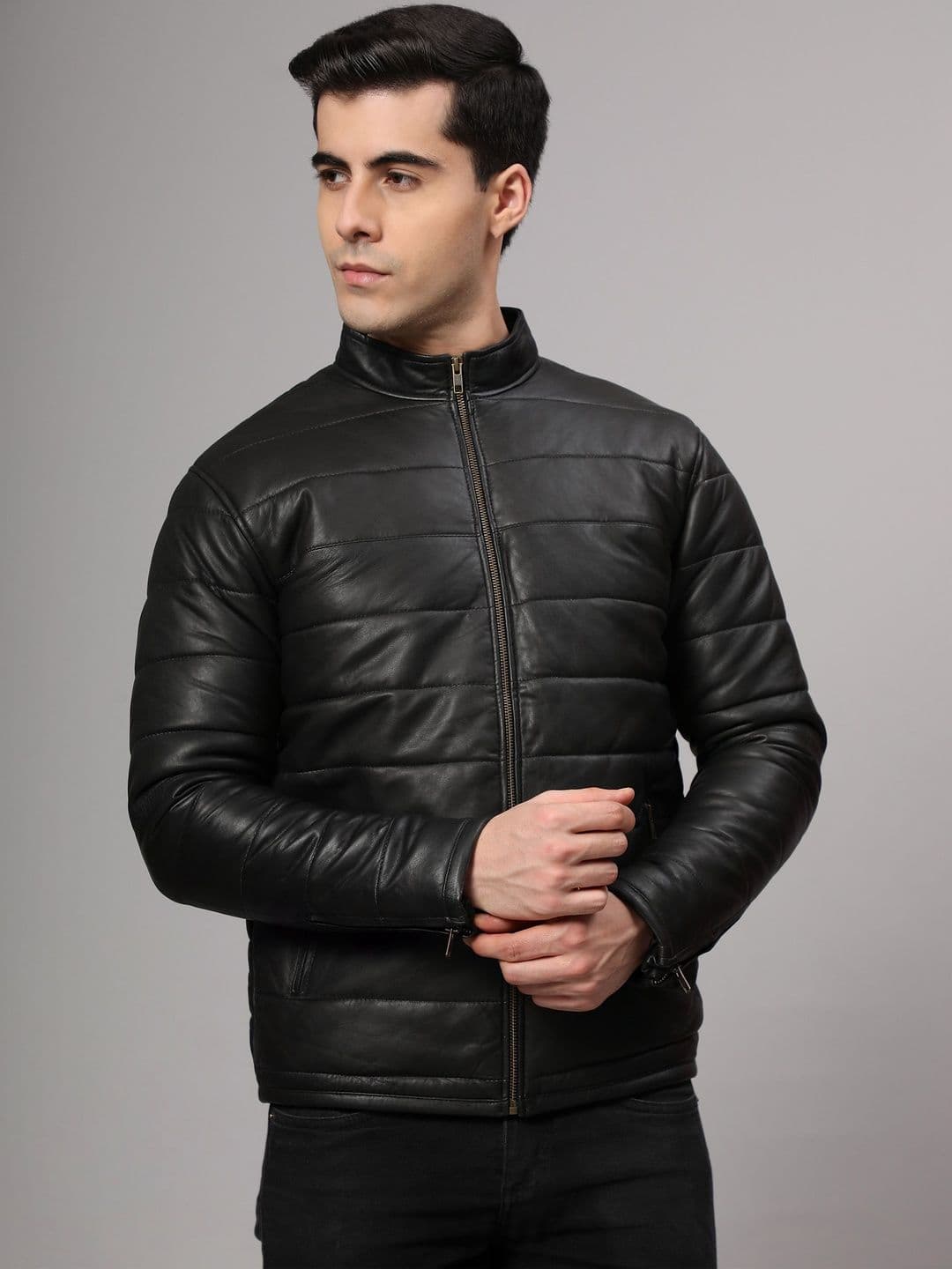 Charmshilp Men Leather Puffer Jacket - view 1