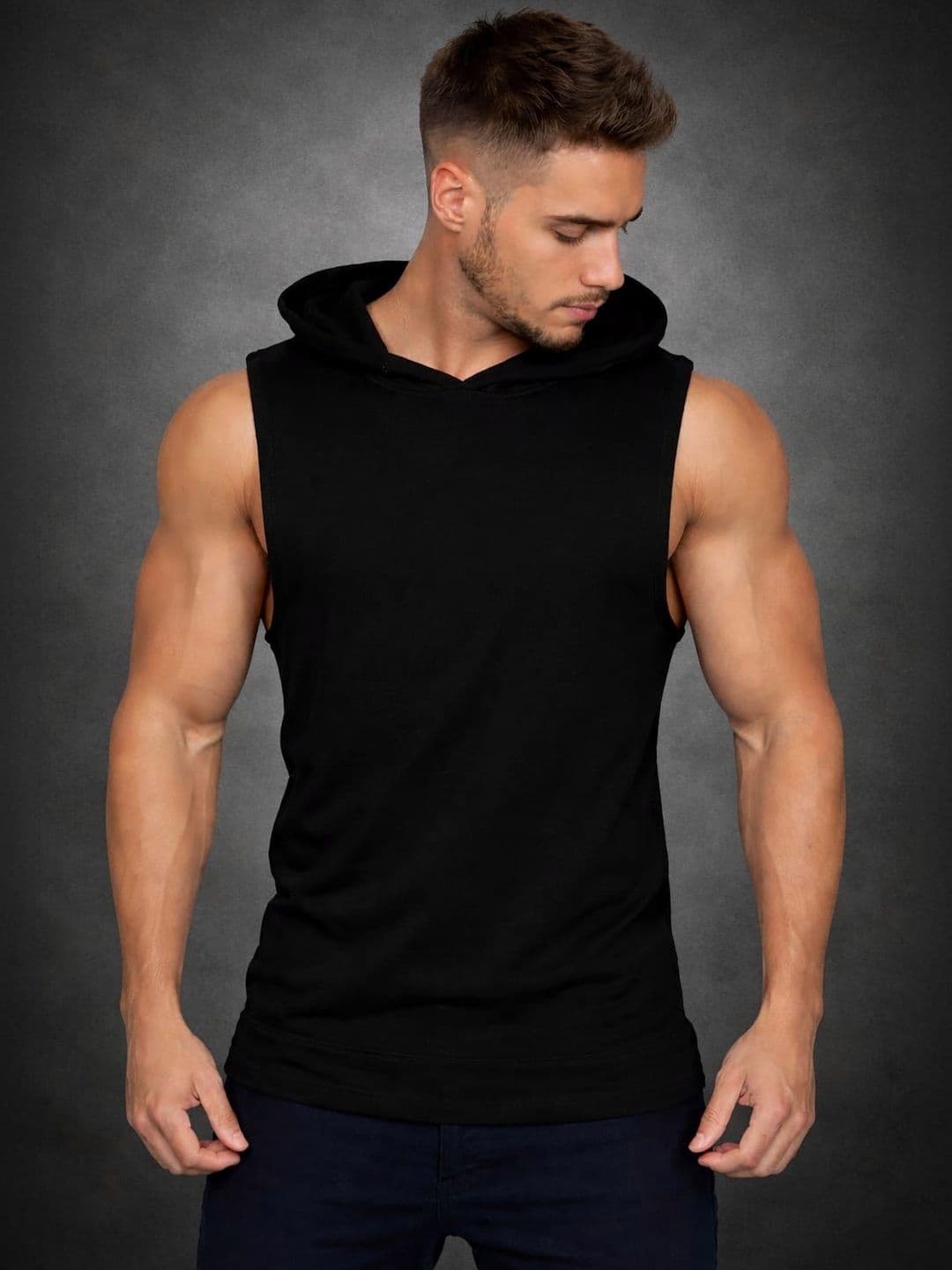 SZN Cotton Gym Hooded Neck Vest - view 1