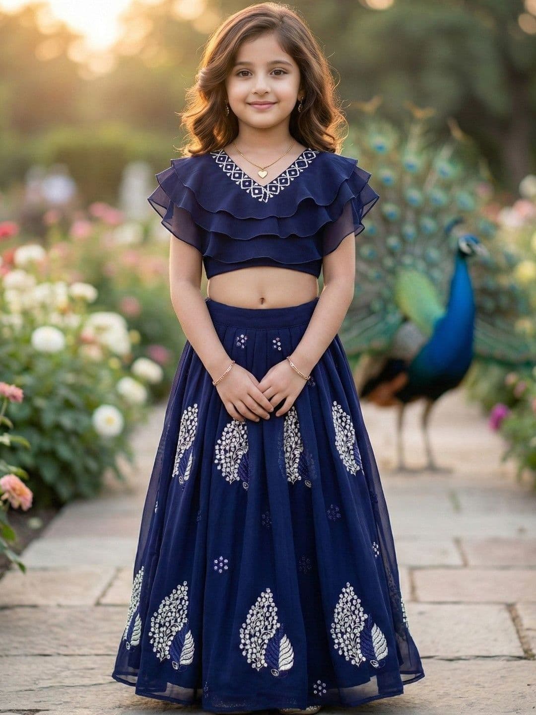 KALINI Girls Embellished Sequinned Ready to Wear Lehenga & - view 1