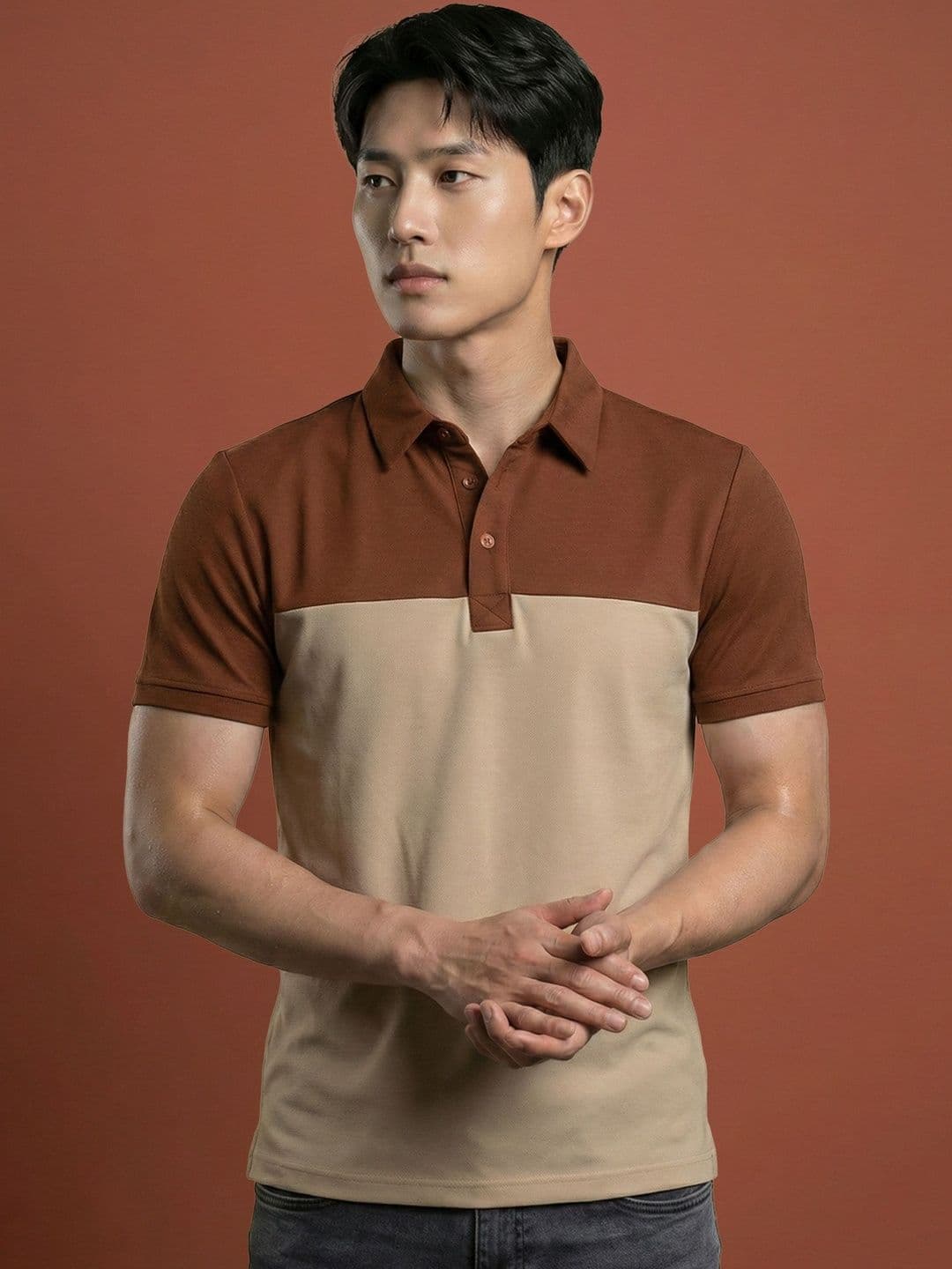 N AND J Men Colourblocked Polo Collar Regular Fit T-shirt - view 1