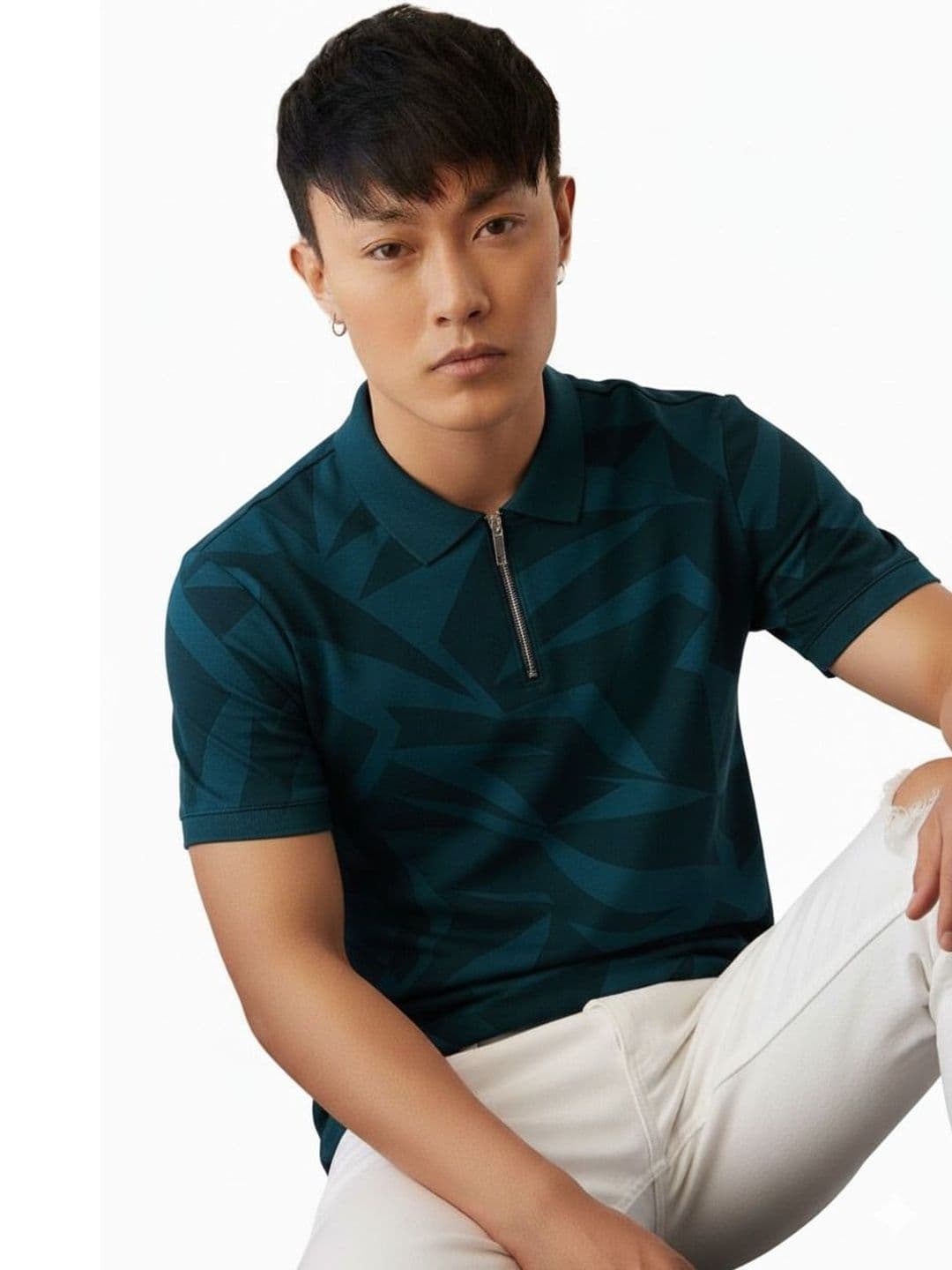 R.Code by The Roadster Life Co. Men Colourblocked Polo Collar T-shirt - view 1