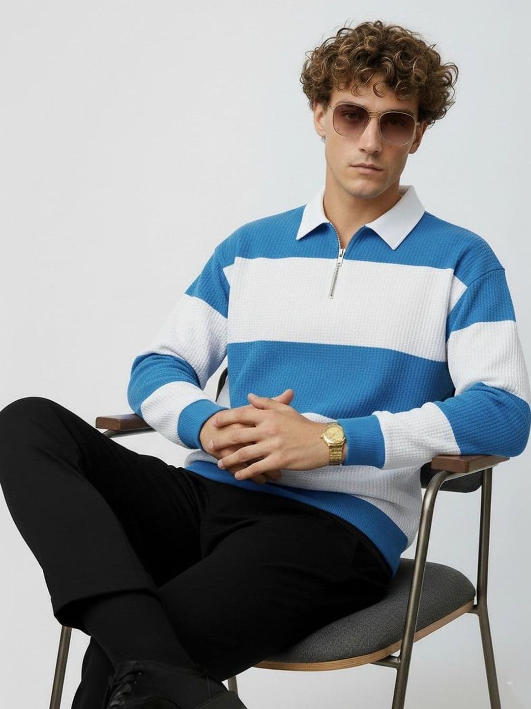 R.Code by The Roadster Life Co. Men Colourblocked Polo Collar T-shirt - view 1