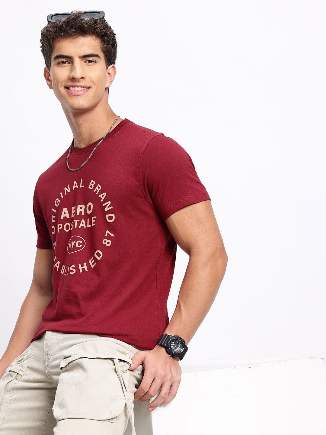 Aeropostale Brand Logo Printed Pure Cotton T-shirt - view 1