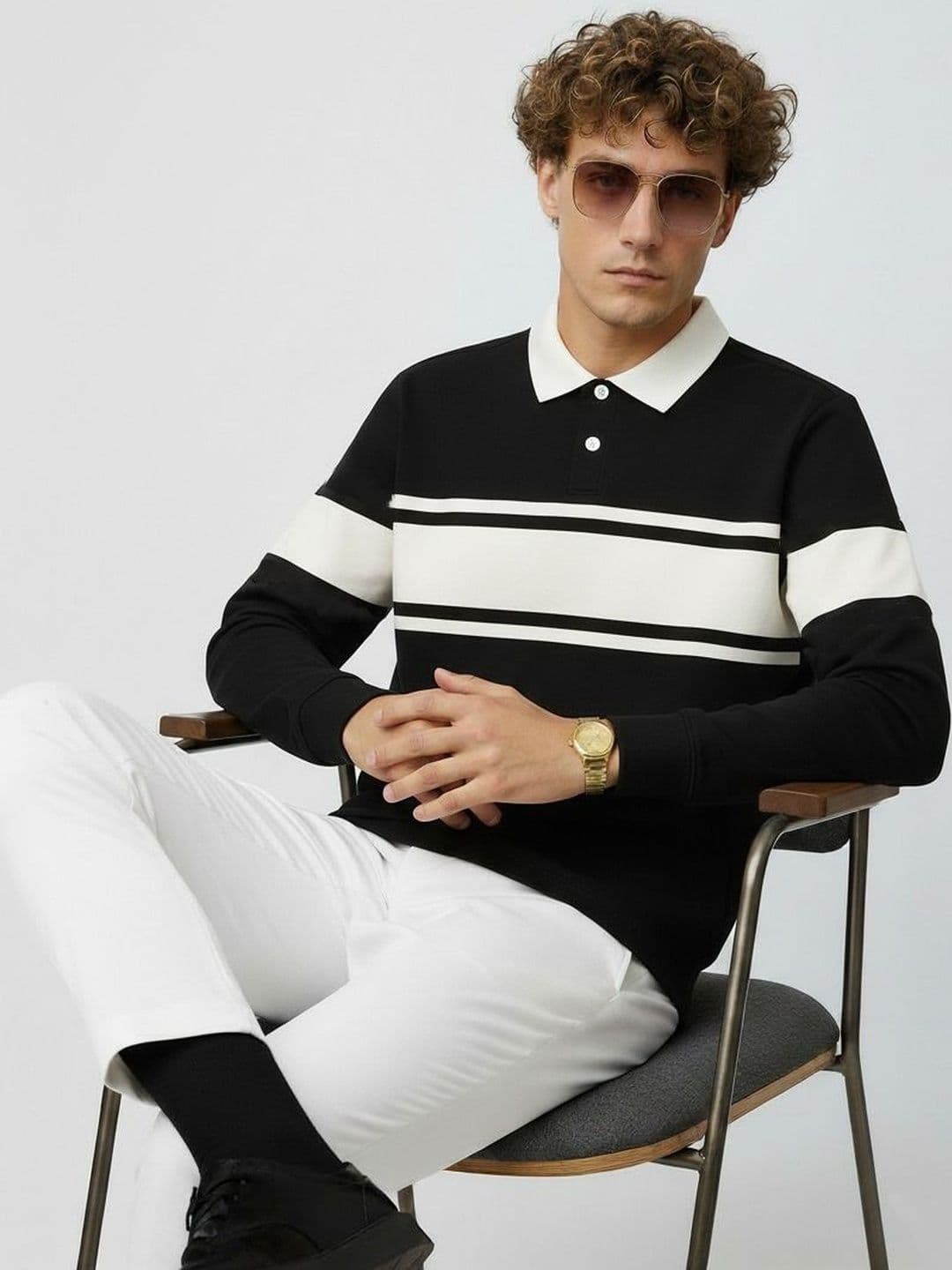R.Code by The Roadster Life Co. Men Colourblocked Polo Collar T-shirt - view 1