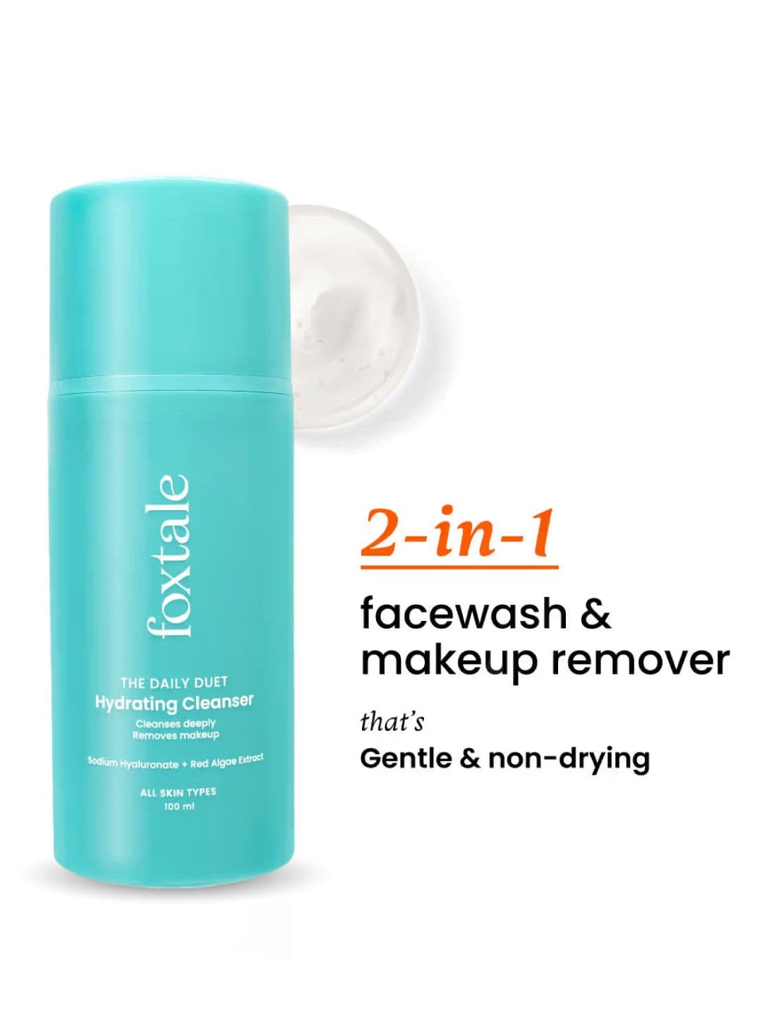 Foxtale Hydrating Gentle Face Wash cum Make-up Remover with Hyaluronic Acid - 100ml - view 1