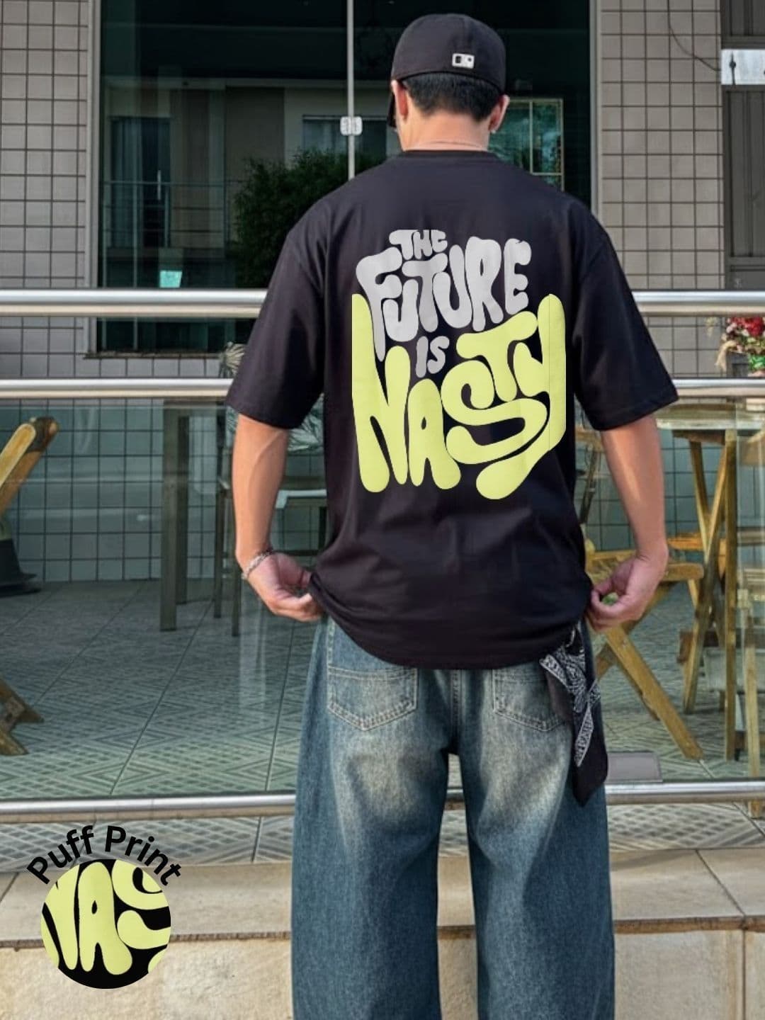 HERE&NOW Men Typography Printed Drop-Shoulder Sleeves T-shirt - view 1
