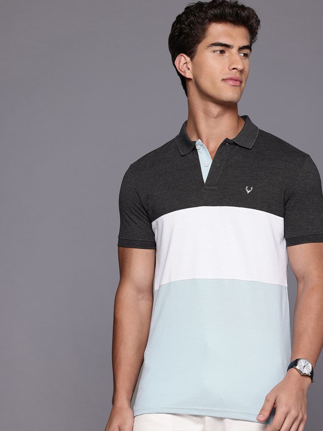 Allen Solly Colourblocked Polo Collar T-shirt - view 1