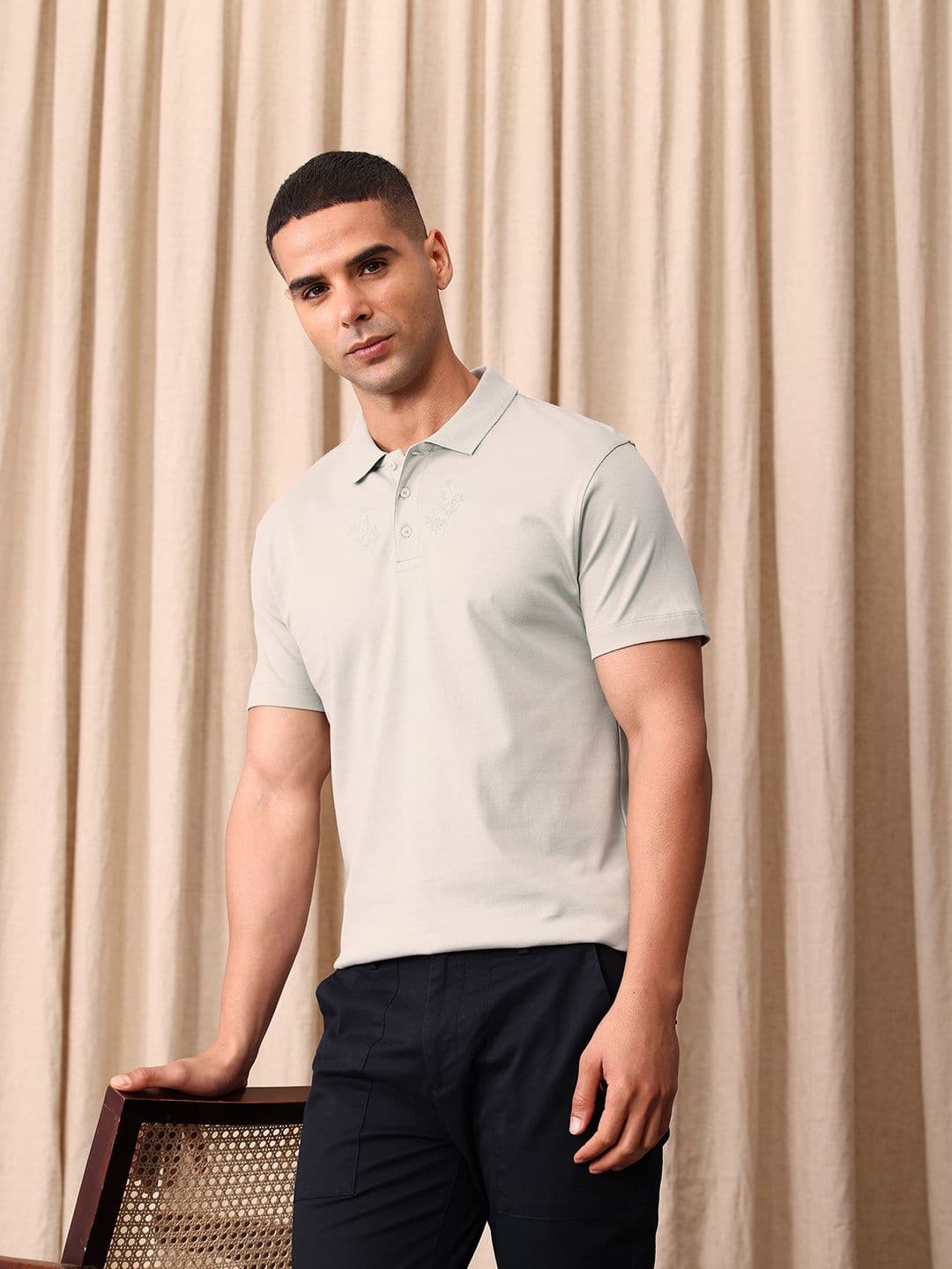 Mr Bowerbird Polo Collar Pure Cotton Tailored Fit T-shirt - view 1