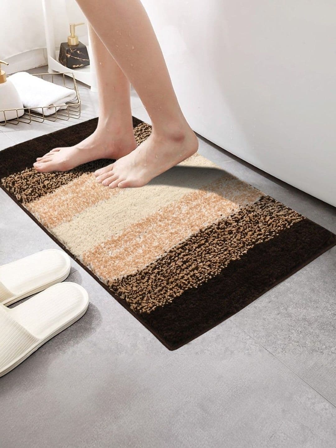 Myntra Elegant Homes Brown Striped Antiskid Doormat - view 1