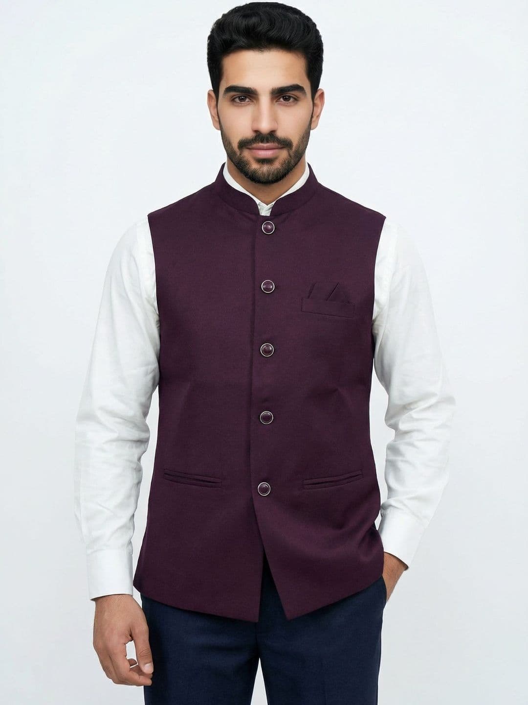 HERE&NOW Woven Nehru Jackets - view 1