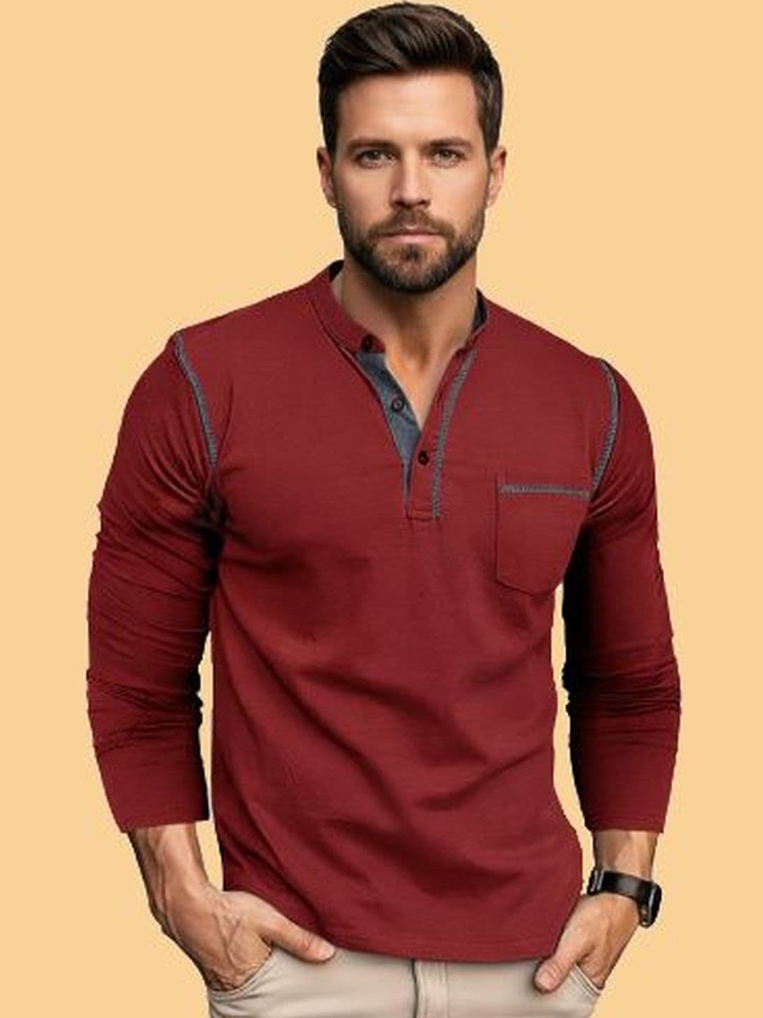 REYA Men Henley Neck Pockets T-shirt - view 1
