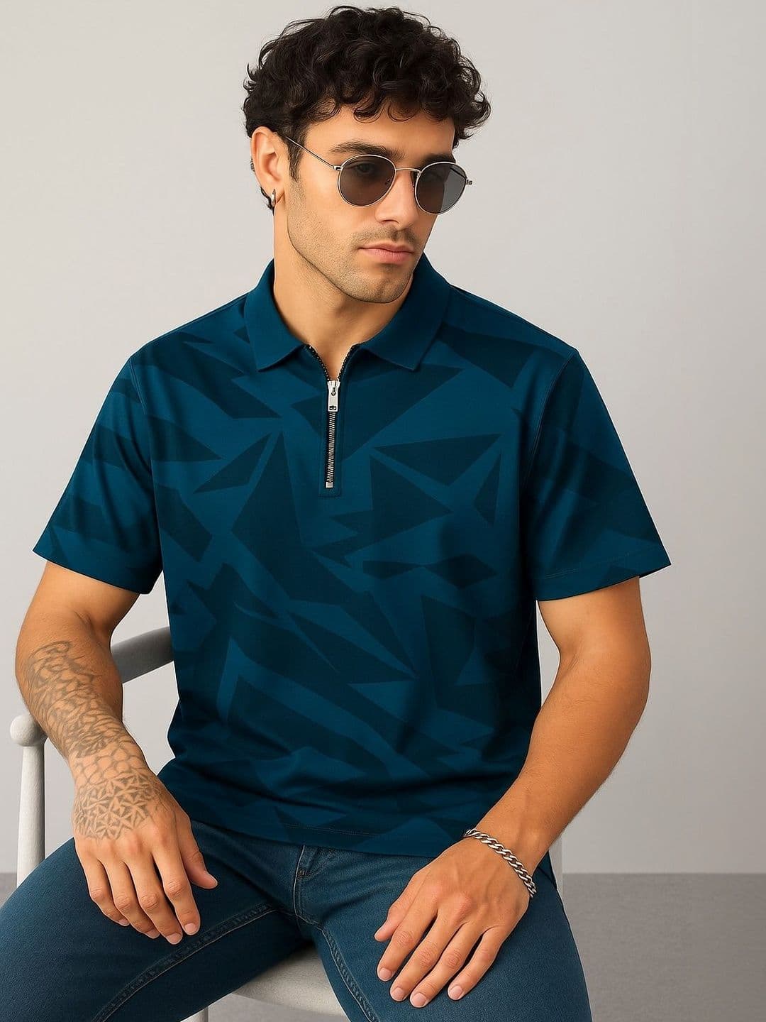 R.Code by The Roadster Life Co. Men Polo Collar T-shirt - view 1
