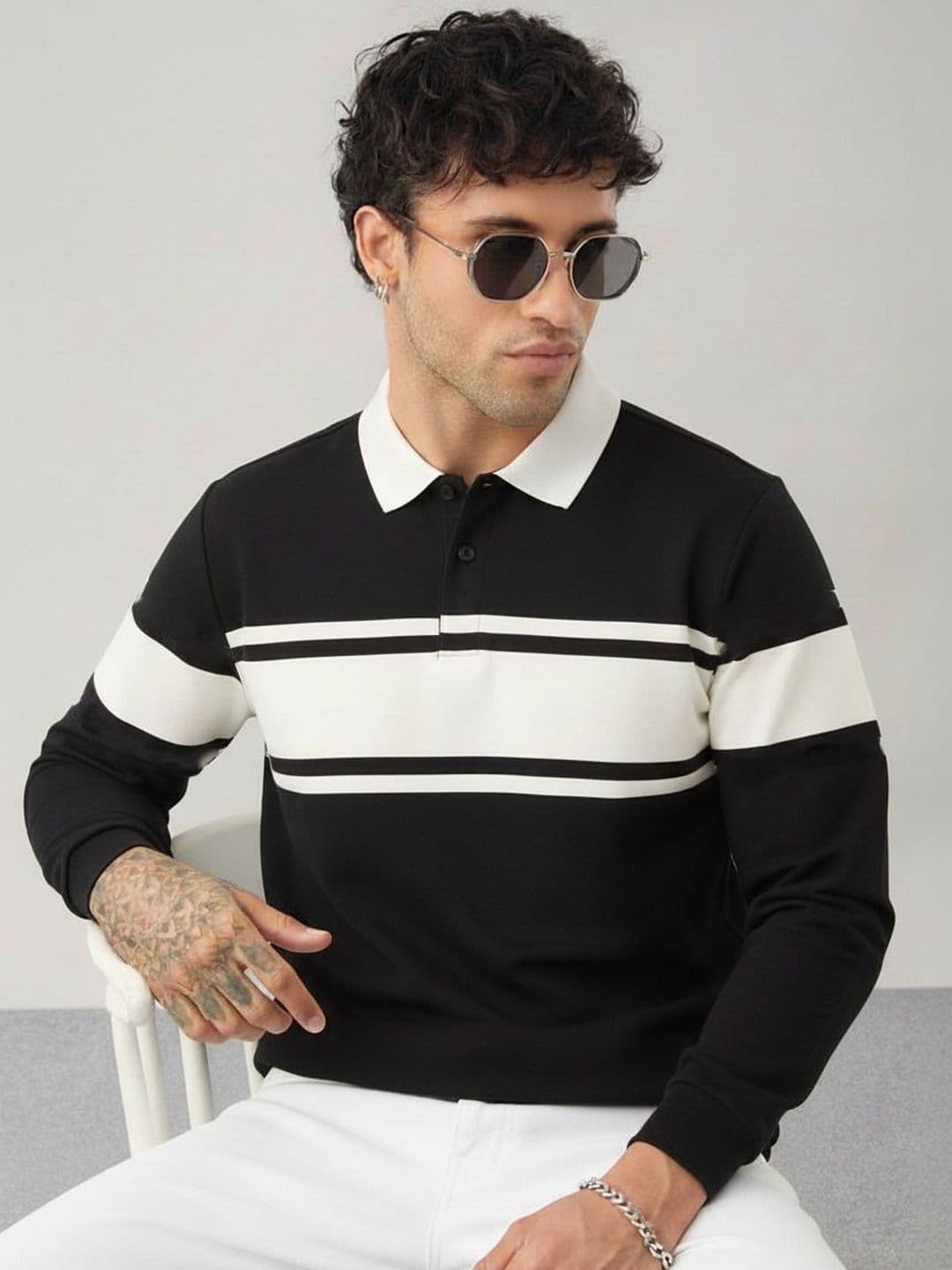 R.Code by The Roadster Life Co. Men Colourblocked Polo Collar T-shirt - view 1