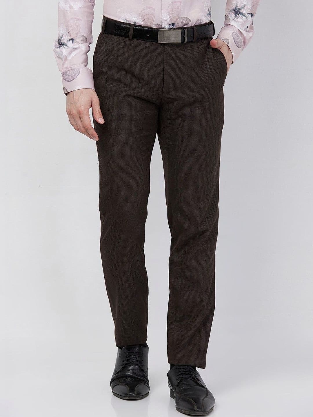 Raymond Checked Slim Fit Formal Trousers - view 1