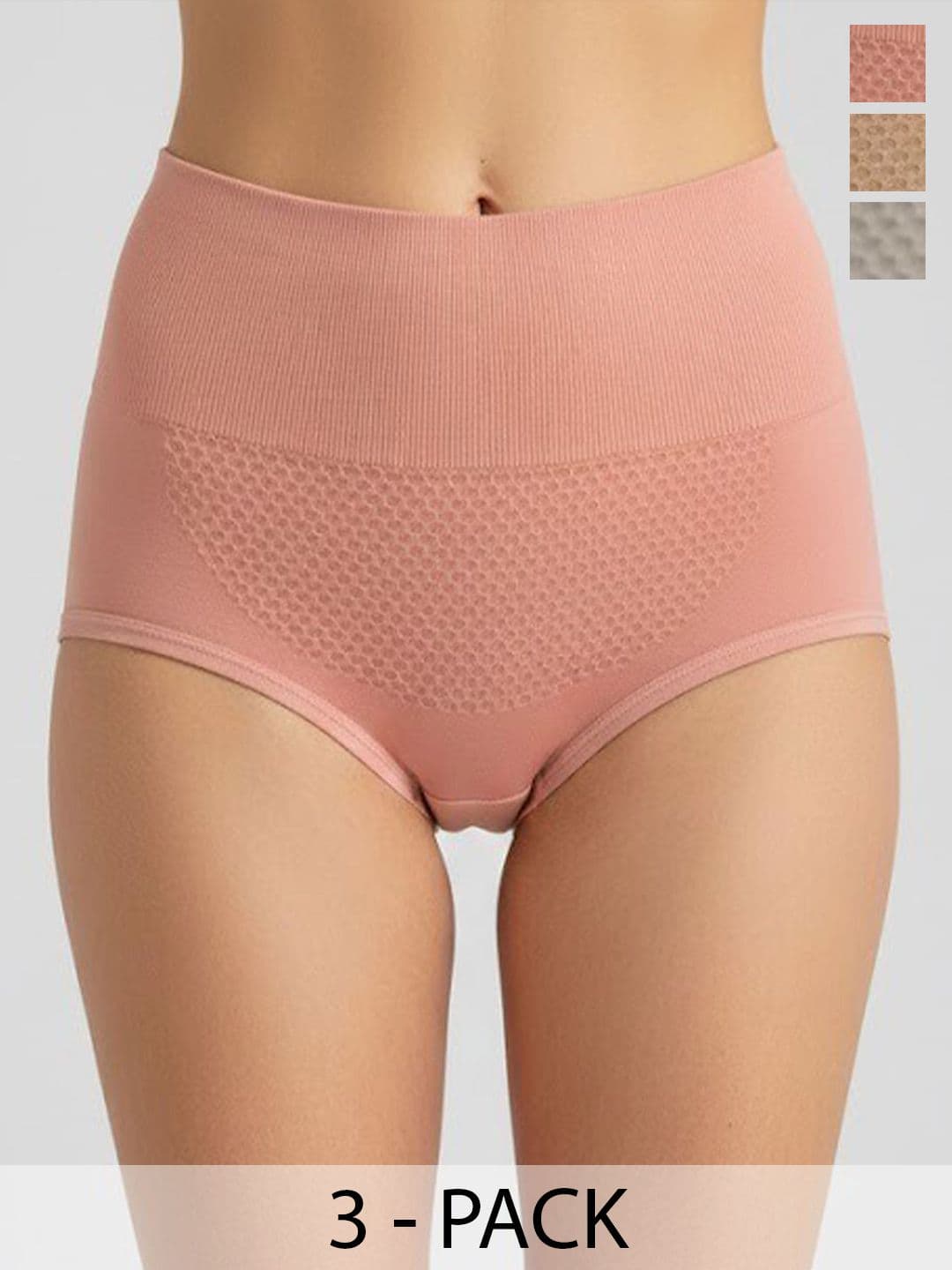JETVELI Women Pack of 3 Pure Cotton Quick Dry High Rise No-Visible Panty Line Basic Briefs - view 1