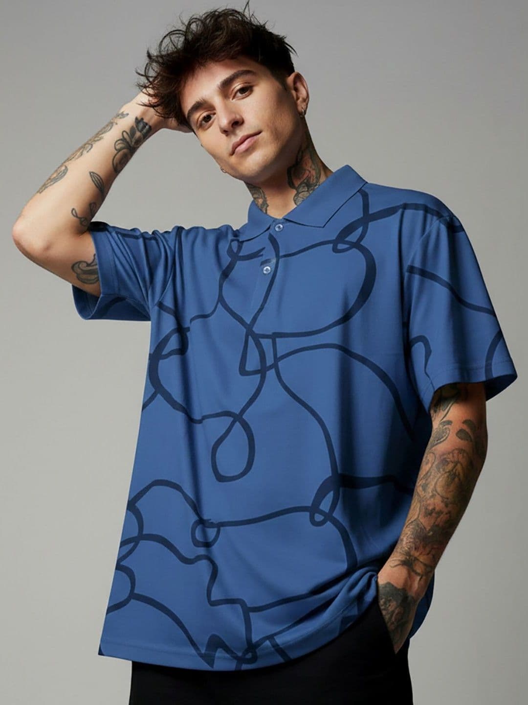 glitchez Men Printed Polo Collar T-shirt - view 1