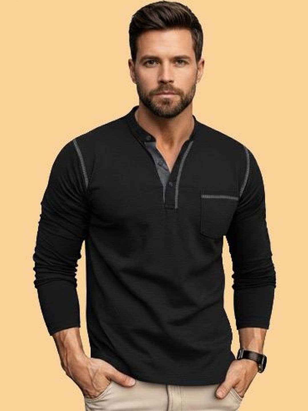 REYA Men Henley Neck Pockets T-shirt - view 1