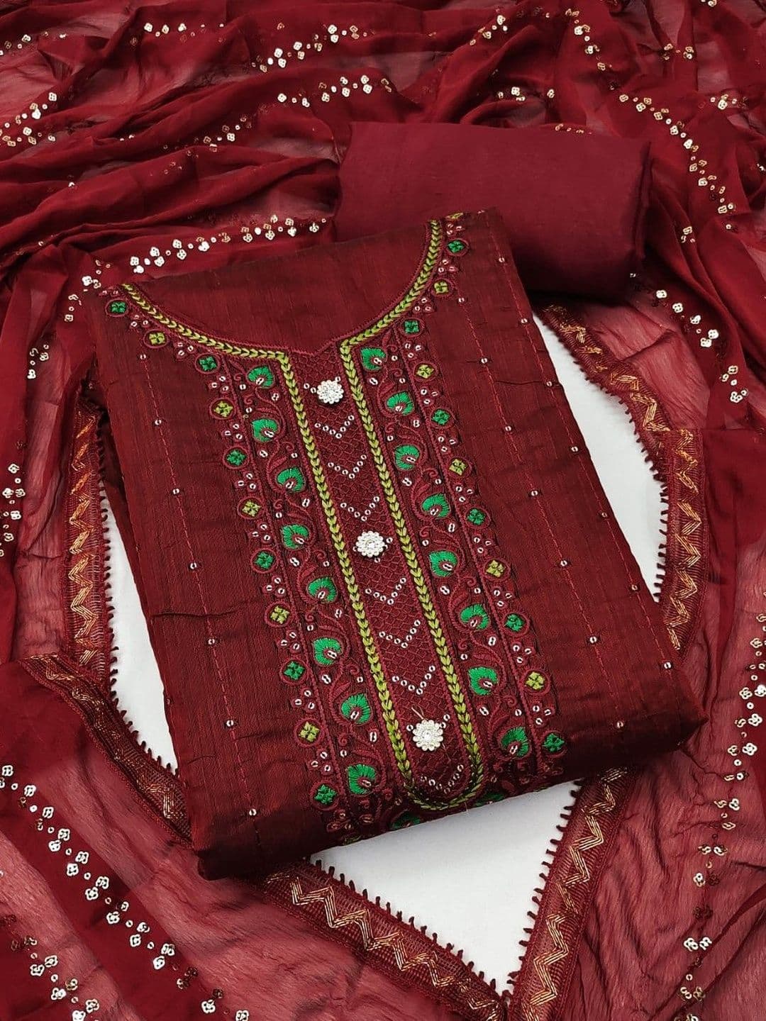 Dhaaga Ghar Embroidered Unstitched Dress Material - view 1