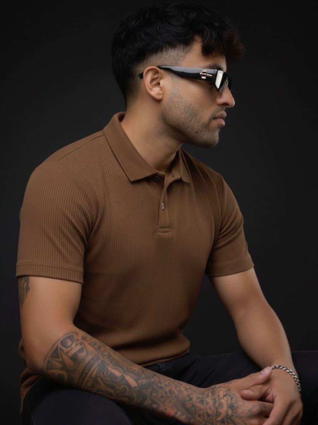 R.Code by The Roadster Life Co. Men Polo Collar T-shirt - view 1