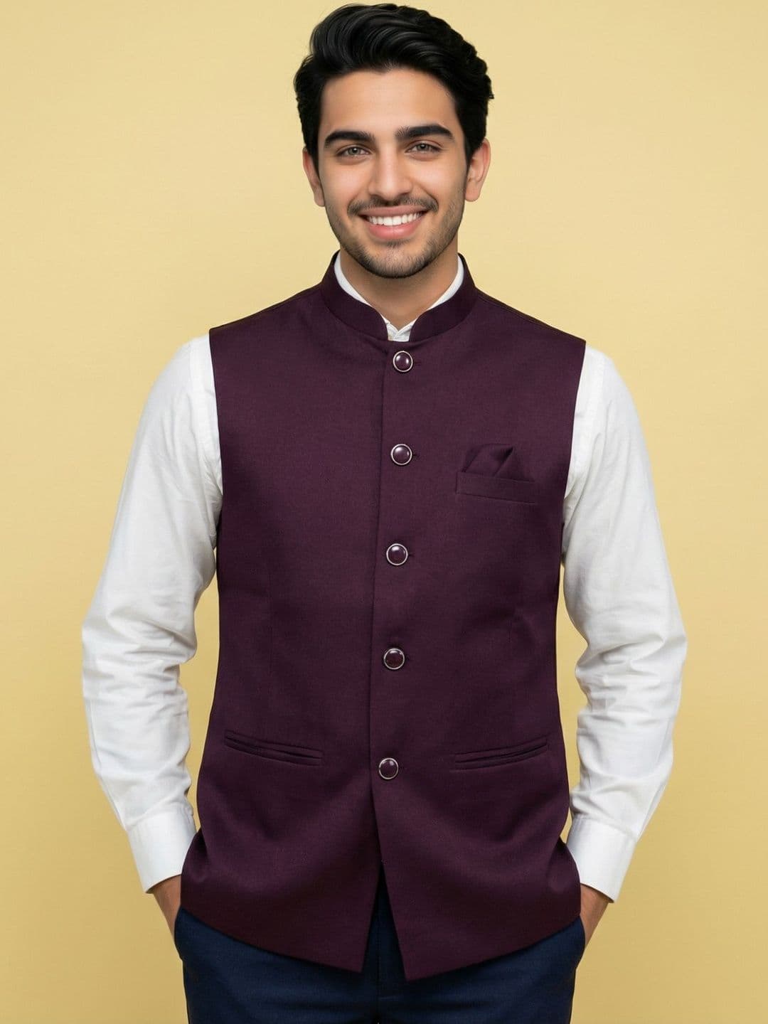 HERE&NOW Woven Nehru Jackets - view 1