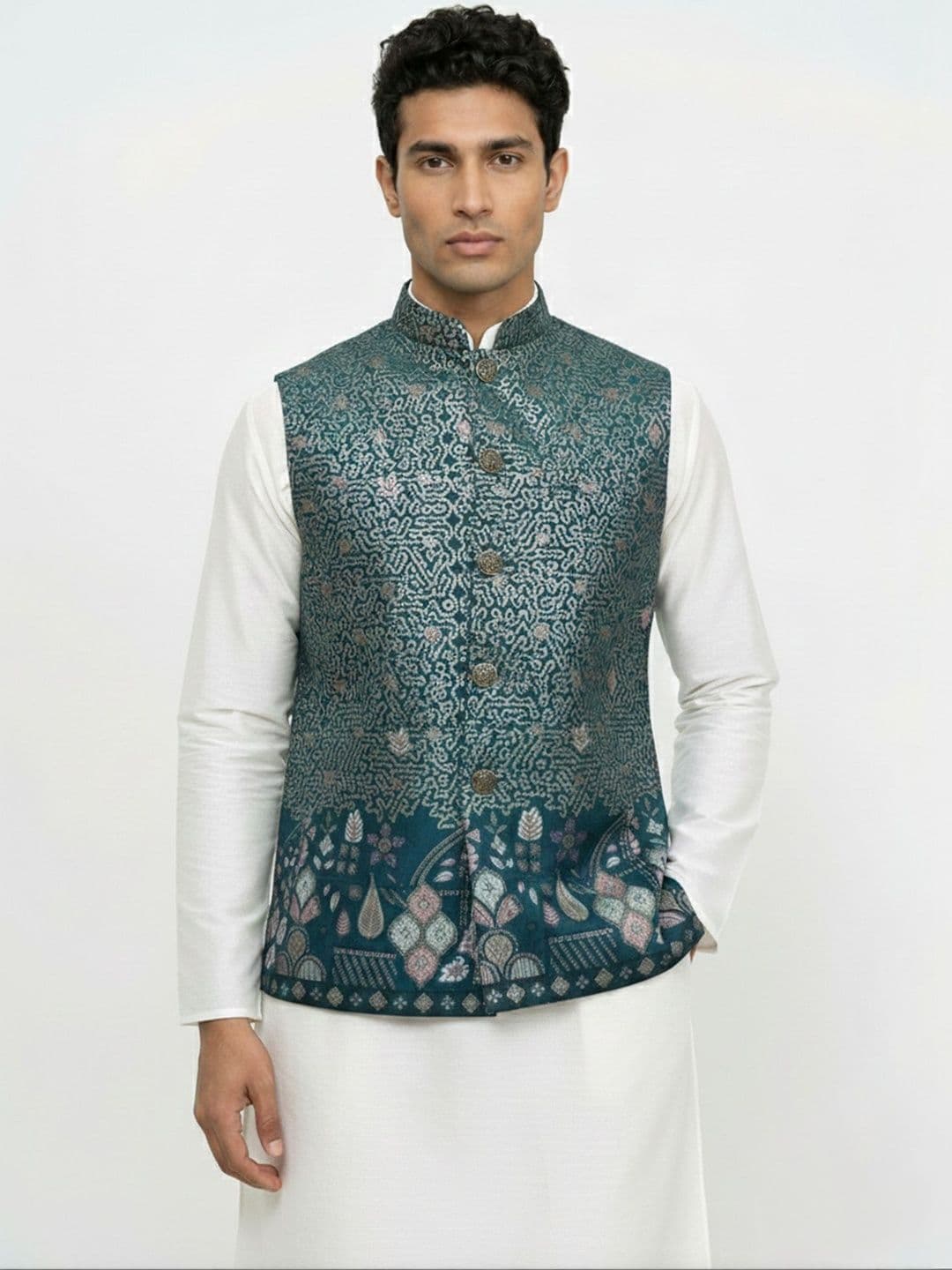 HERE&NOW Embroidered Woven Nehru Jackets - view 1