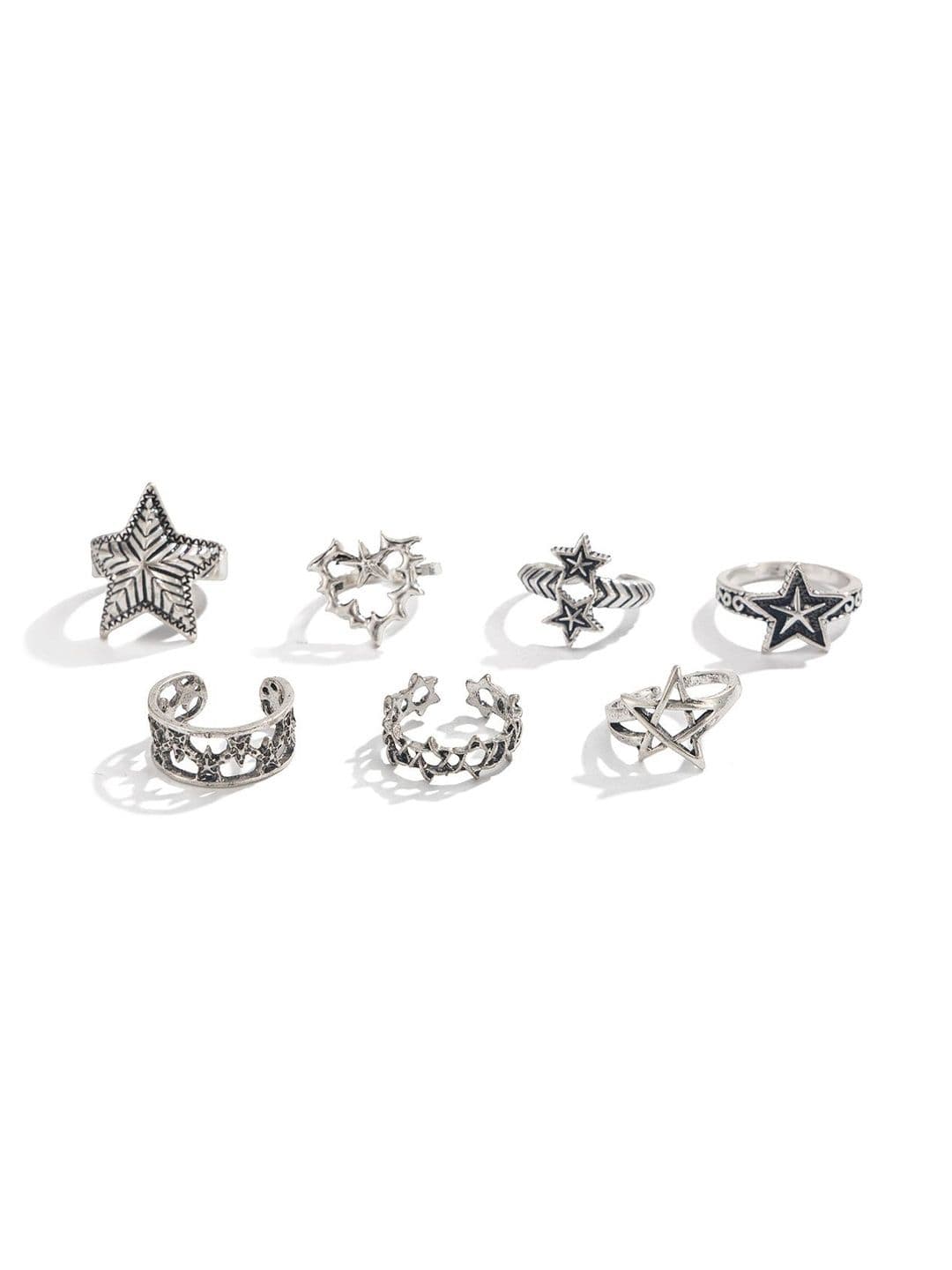 StyleCast x Revolte Set of 7 Silver-Plated Finger Ring - view 1