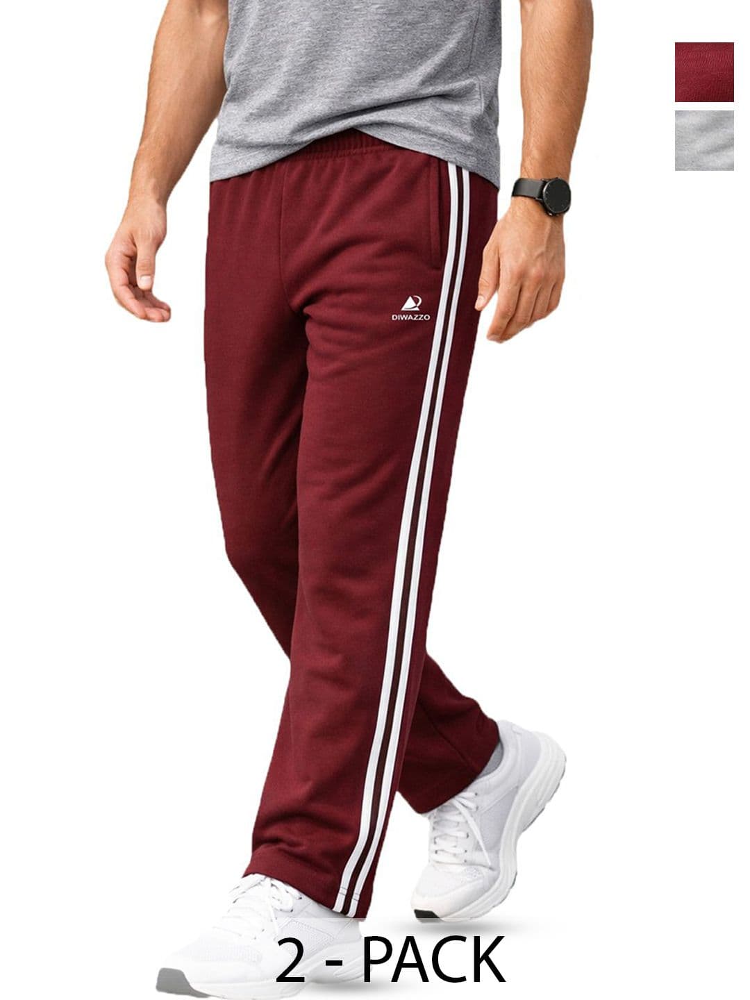 Diwazzo Men Pack of 2 Regular Fit Brand Logo Training Track Pants - view 1
