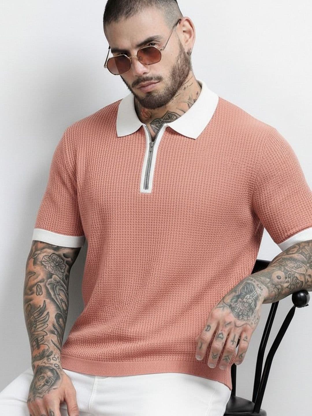 R.Code by The Roadster Life Co. Men Polo Collar T-shirt - view 1