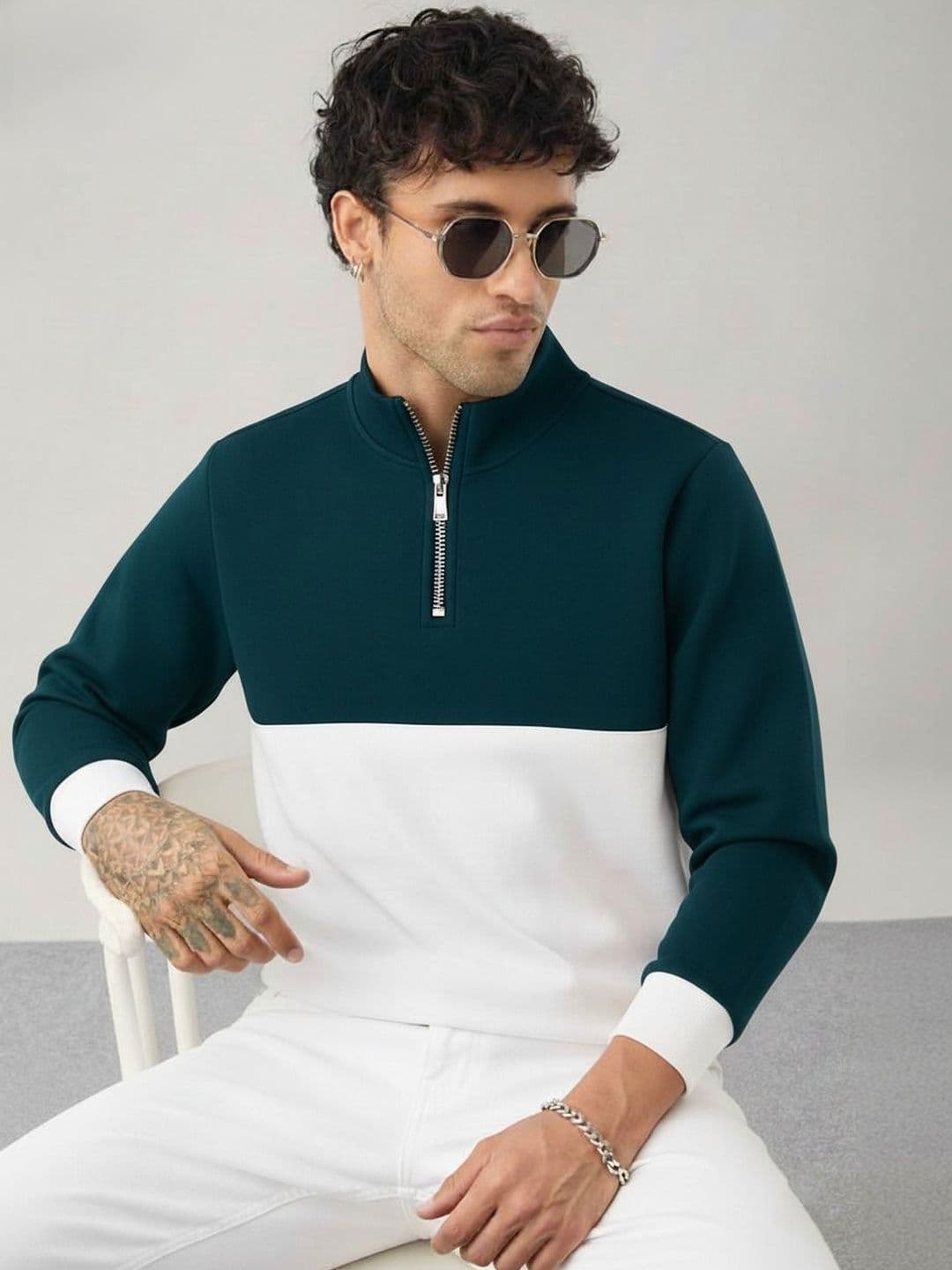 R.Code by The Roadster Life Co. Men Colourblocked High Neck T-shirt - view 1