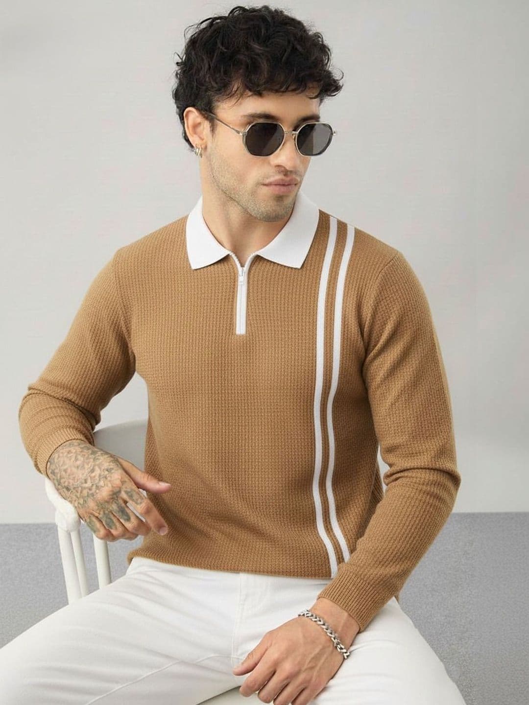 R.Code by The Roadster Life Co. Men Polo Collar T-shirt - view 1