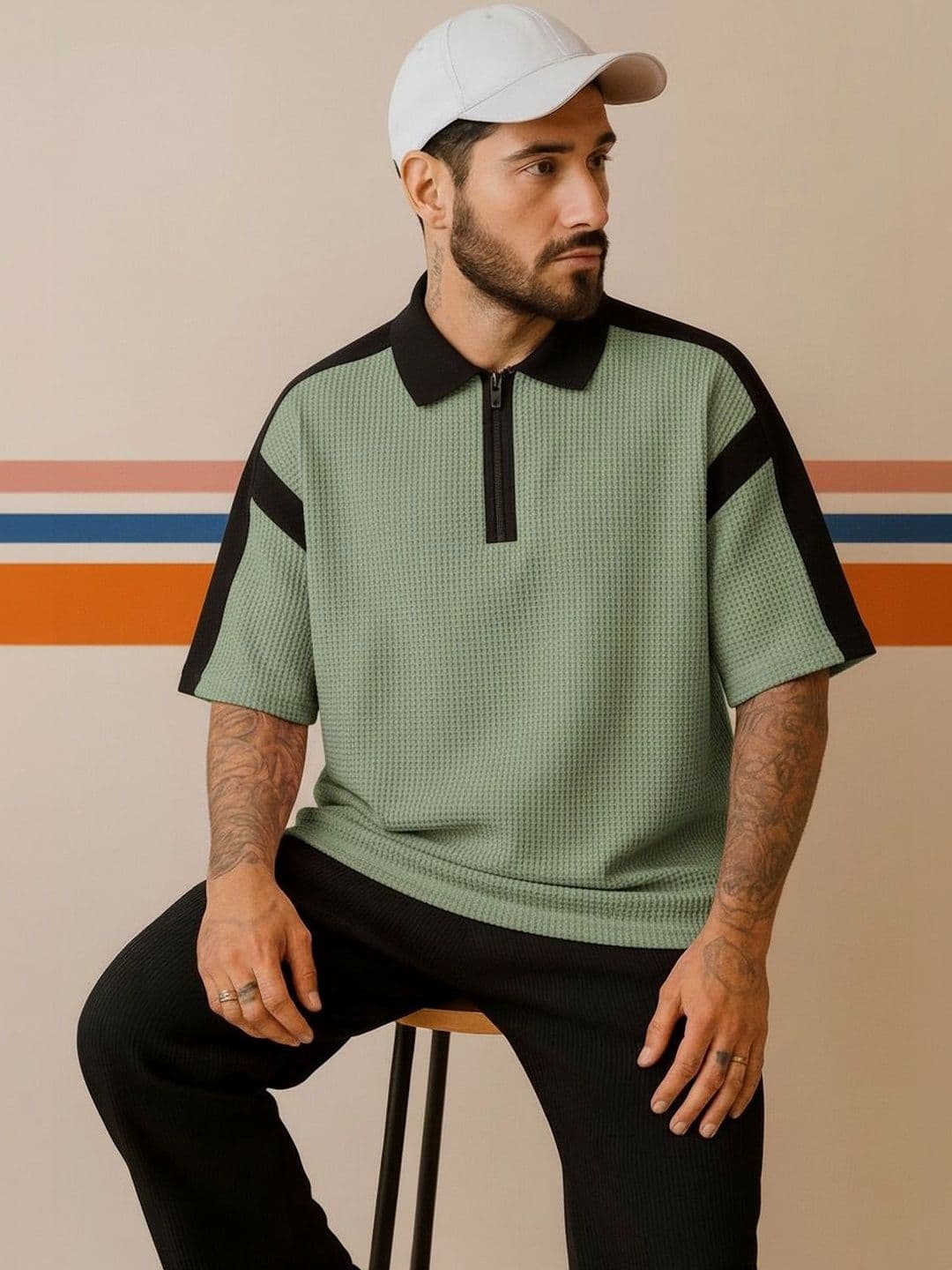 R.Code by The Roadster Life Co. Men Polo Collar T-shirt - view 1