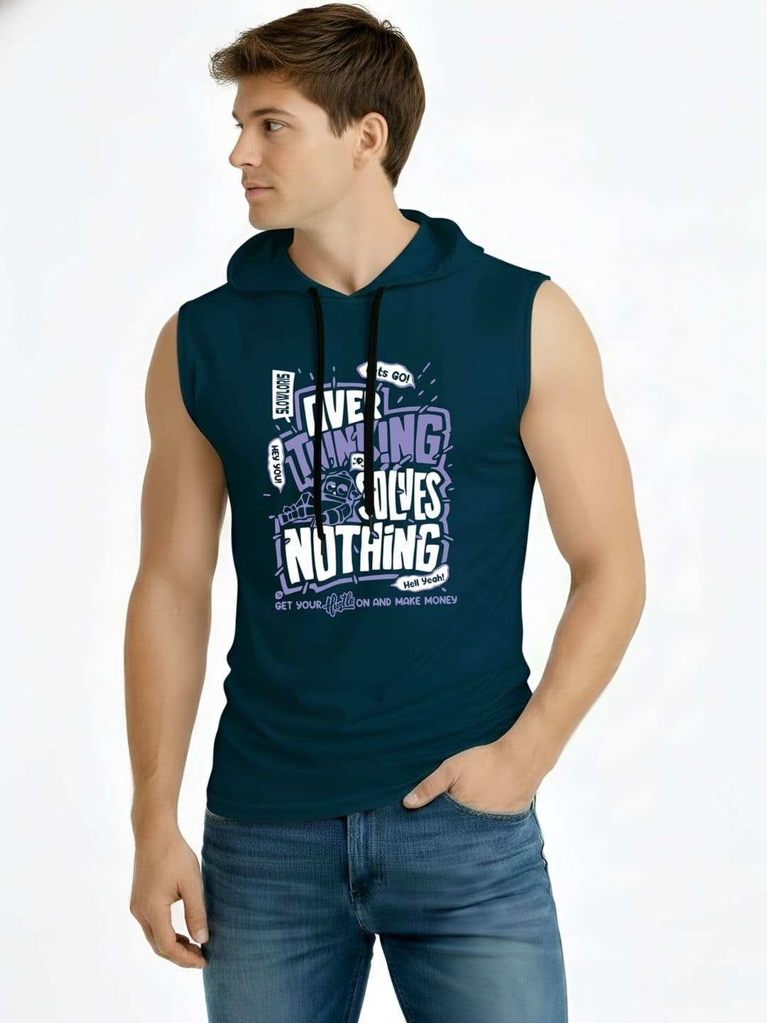 TEEFOX Men Typography Printed Hooded T-shirt - view 1