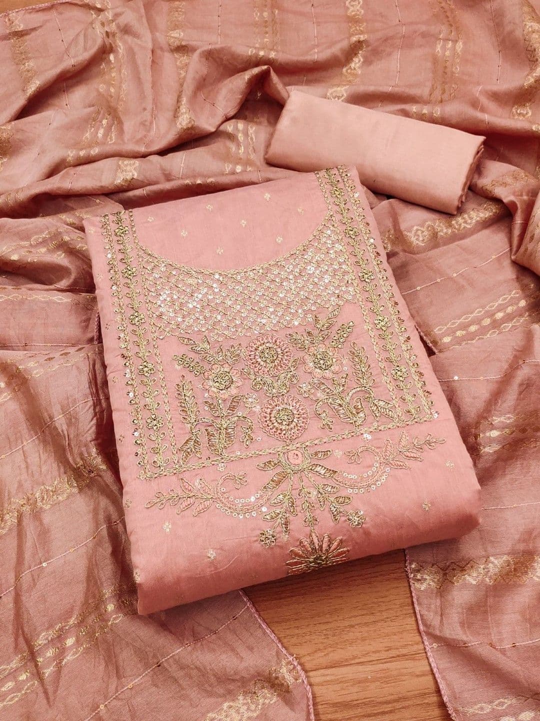 Dhaaga Ghar Embroidered Pure Cotton Unstitched Dress Material - view 1