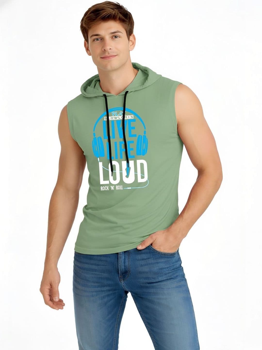 TEEFOX Men Typography Printed Hooded T-shirt - view 1