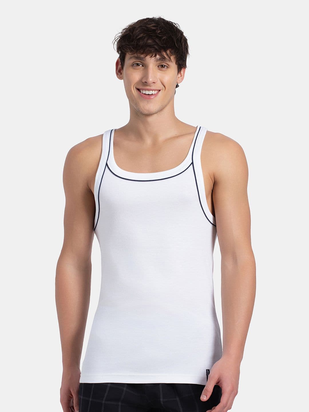 Jockey Combed Cotton Rib Square Neck Gym Vest with Graphic Print-US54 - view 1