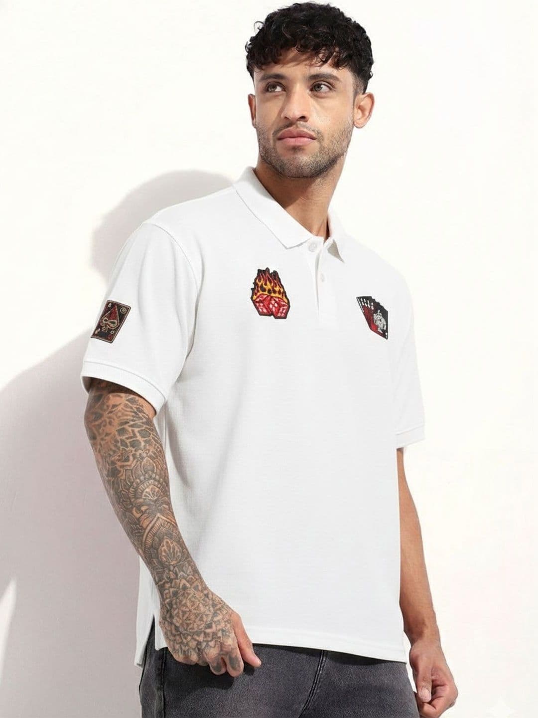 glitchez Men Polo Collar Moisture Wicking Applique T-shirt - view 1