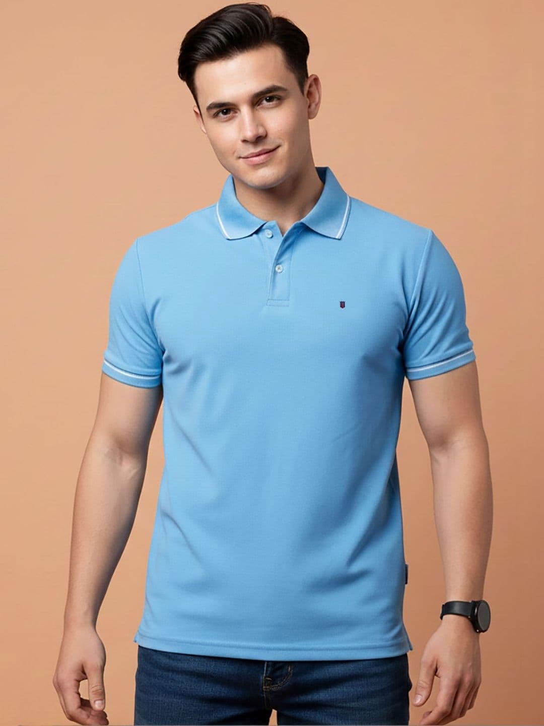 HERE&NOW Men Brand Logo Polo Collar T-shirt - view 1