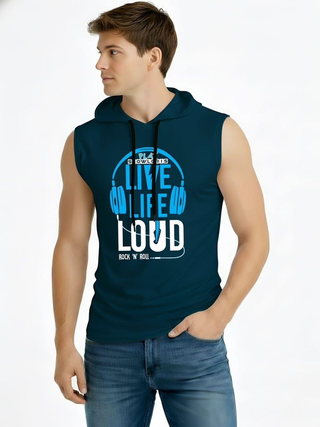 TEEFOX Men Typography Printed Hooded T-shirt - view 1