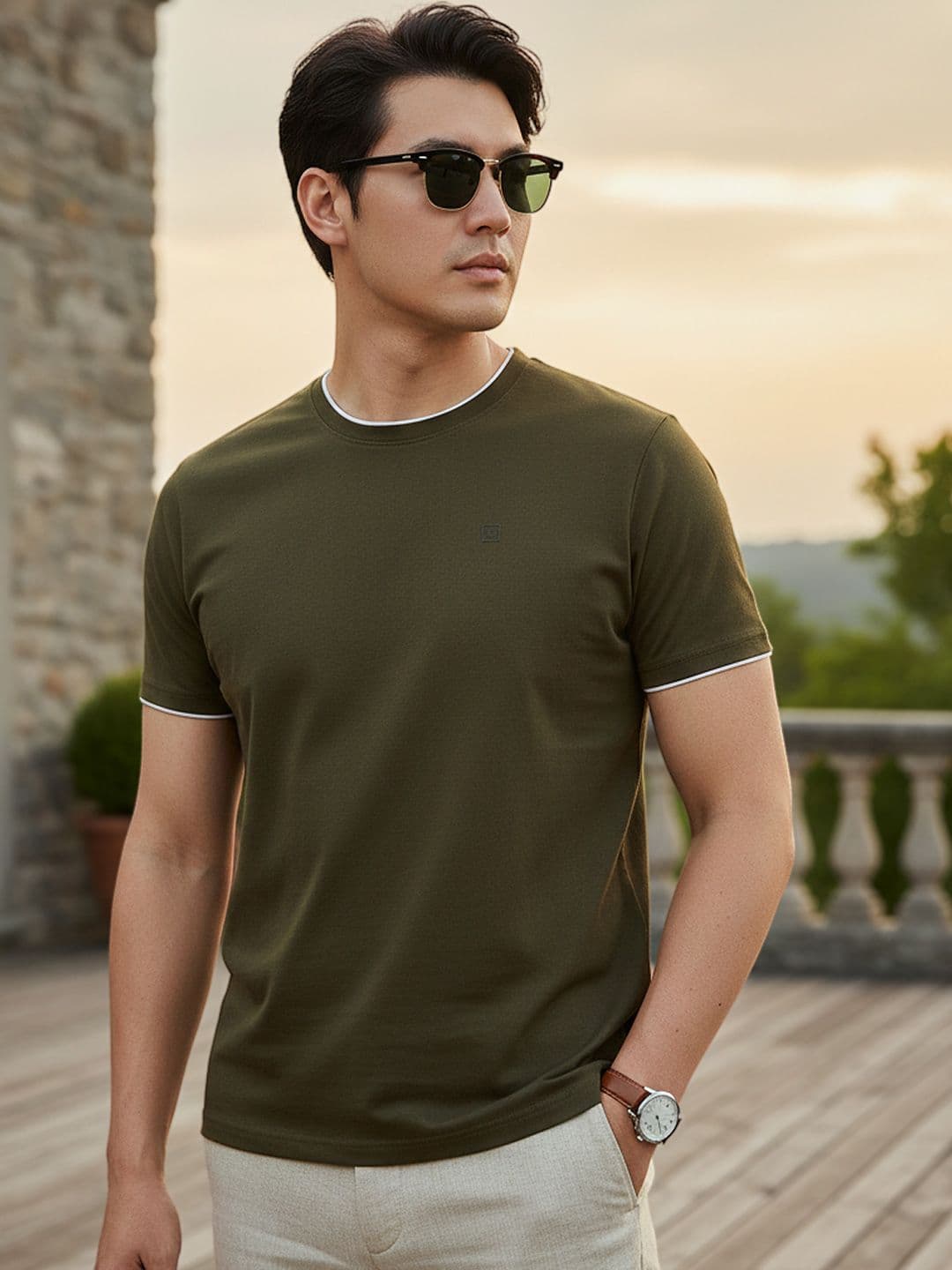 Urbano Fashion Round Neck Bio Finish Slim Fit Pure Cotton T-Shirt - view 1