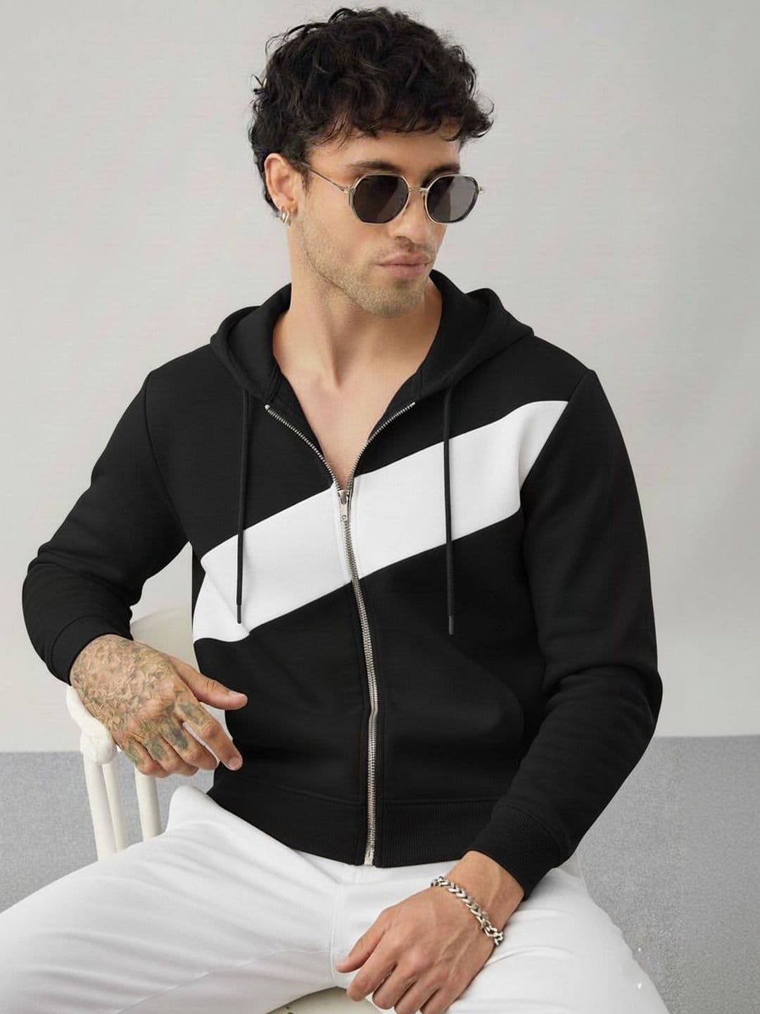 R.Code by The Roadster Life Co. Men Colourblocked Hooded T-shirt - view 1