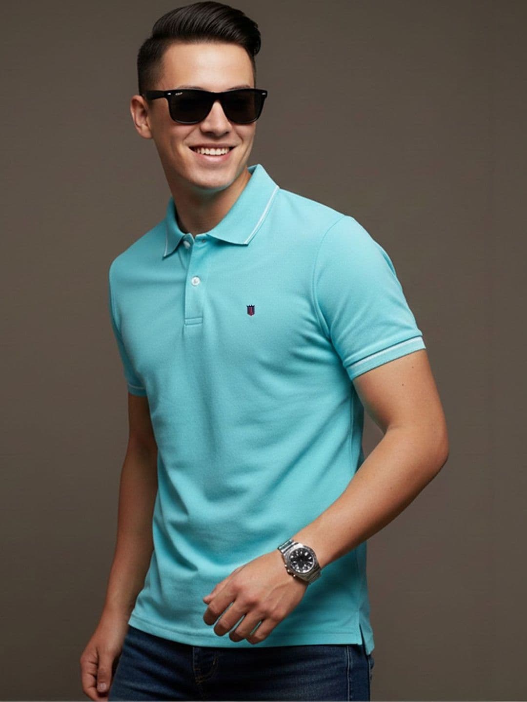 HERE&NOW Men Brand Logo Polo Collar T-shirt - view 1