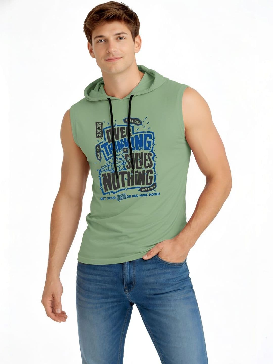 TEEFOX Men Typography Printed Hooded T-shirt - view 1