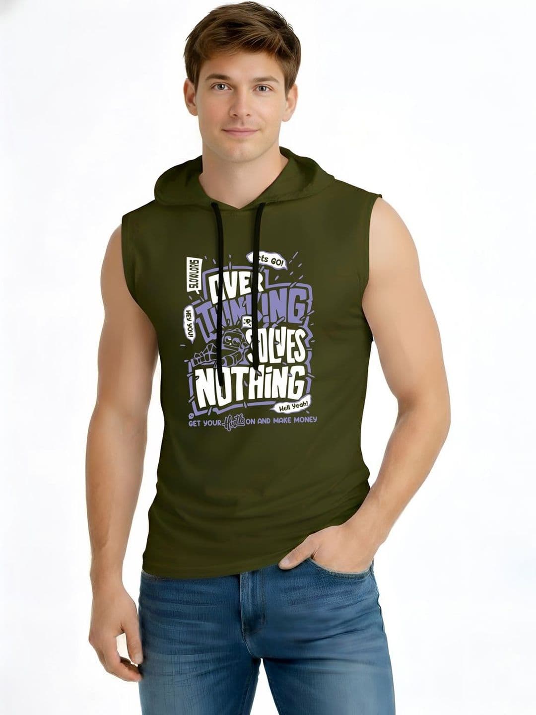 TEEFOX Men Typography Printed Hooded T-shirt - view 1