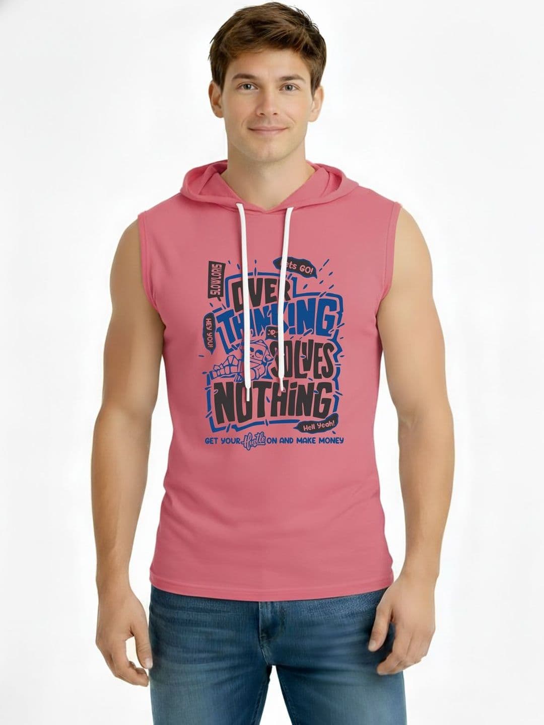 TEEFOX Men Typography Printed Hooded T-shirt - view 1