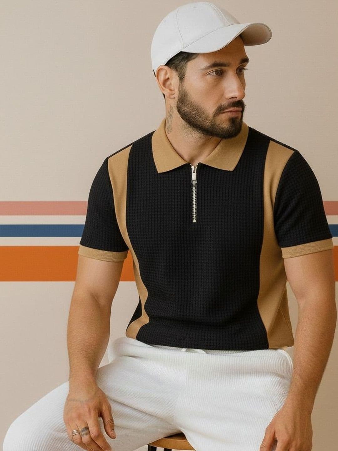 R.Code by The Roadster Life Co. Men Colourblocked Polo Collar T-shirt - view 1