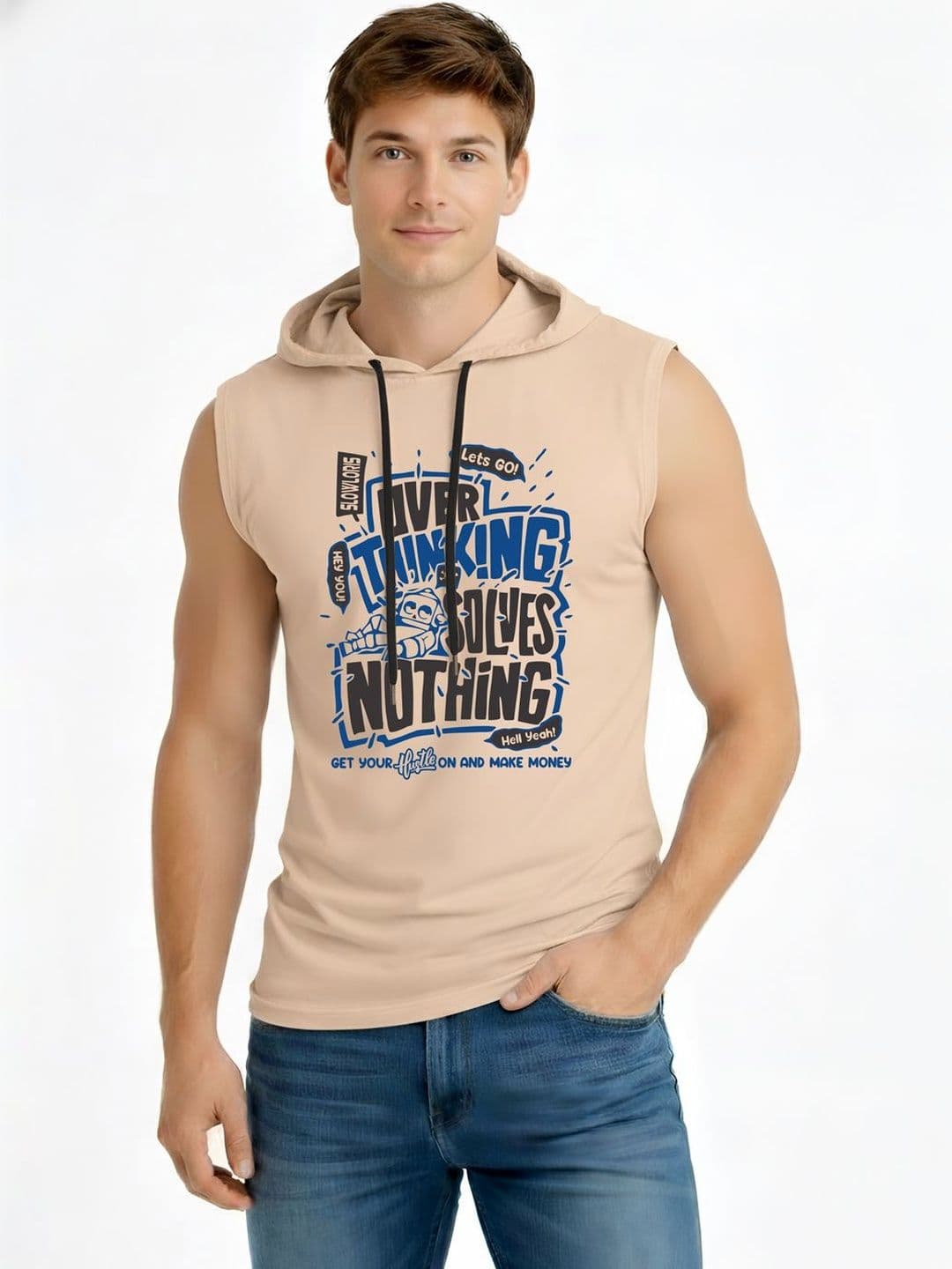 TEEFOX Men Typography Printed Hooded T-shirt - view 1